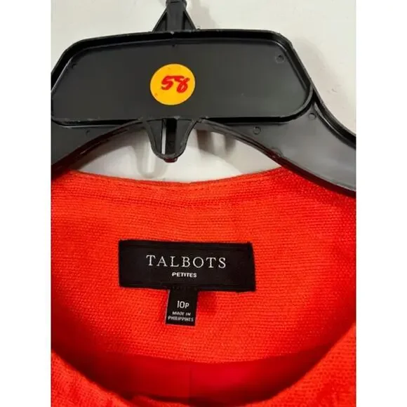 Talbots Bright Orange Collarless Blazer with Gold Buttons - Picture 4 of 8